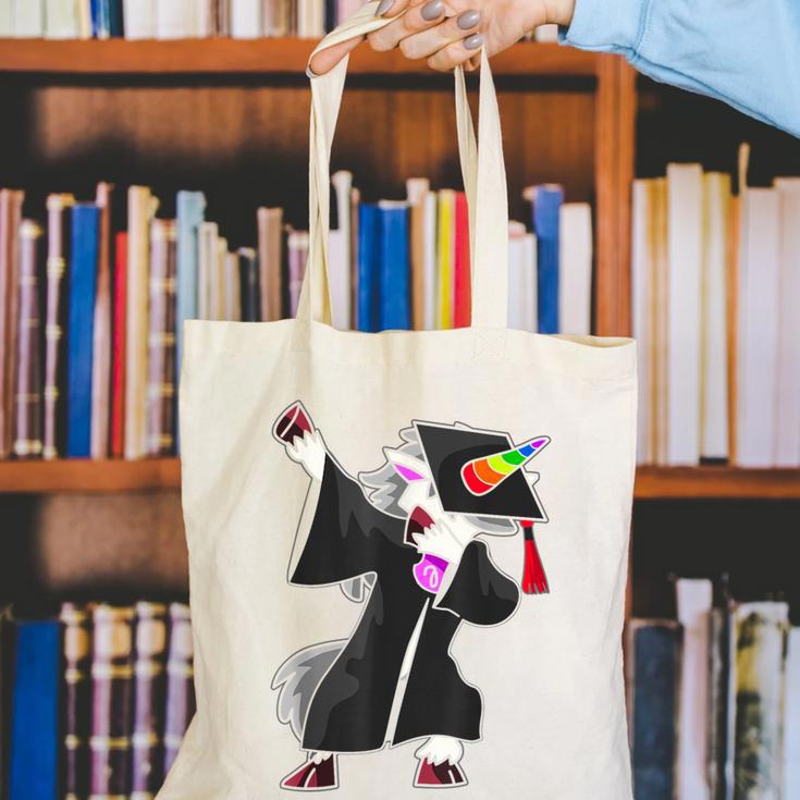 Dabbing Unicorn Cap And Gown Graduate 2021 Graduation Day Canvas Tote Bag