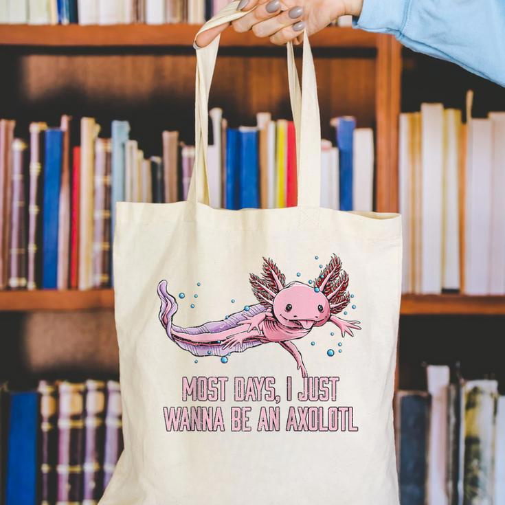 Most Days I Just Wanna Be An Axolotl Salamander Introvert Raglan Baseball Tee Canvas Tote Bag