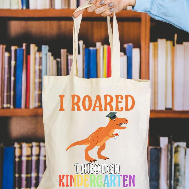 Dinosaur Graduation I Roared Through Kindergarten T-Shirt Canvas Tote Bag