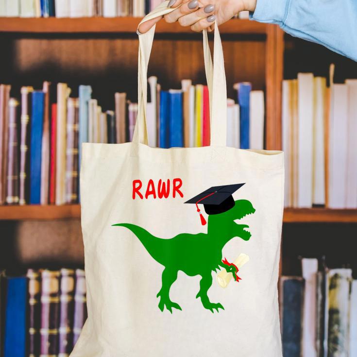 Dinosaur Rawr Diploma Graduate Graduation Canvas Tote Bag