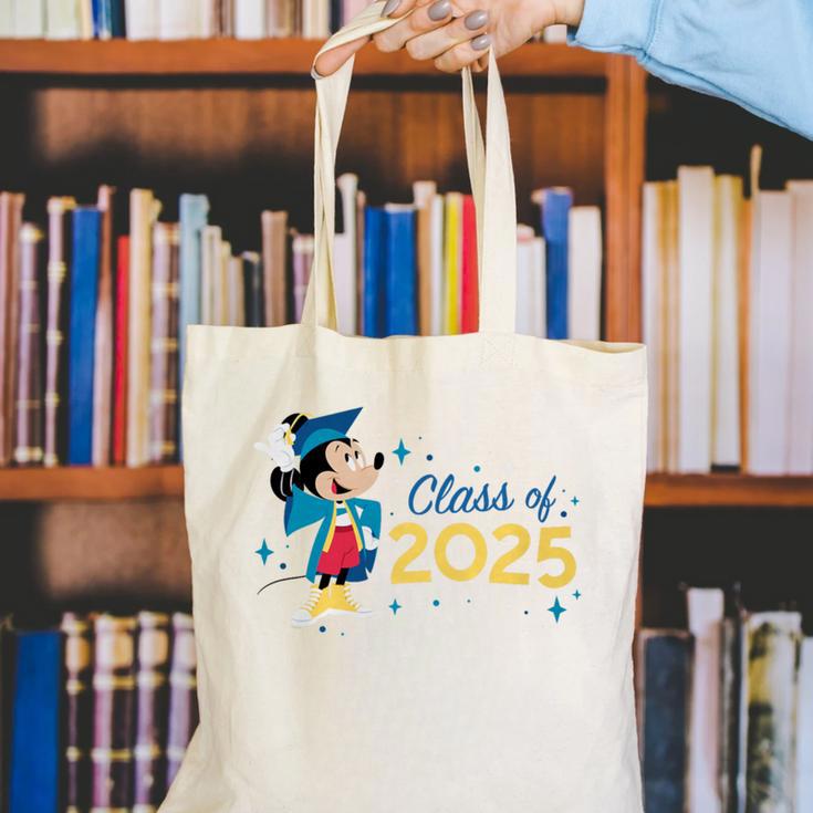 Disney Mickey Mouse Cap & Gown '25 Graduation Class Of 2025 Premium Tri-Blend Canvas Tote Bag