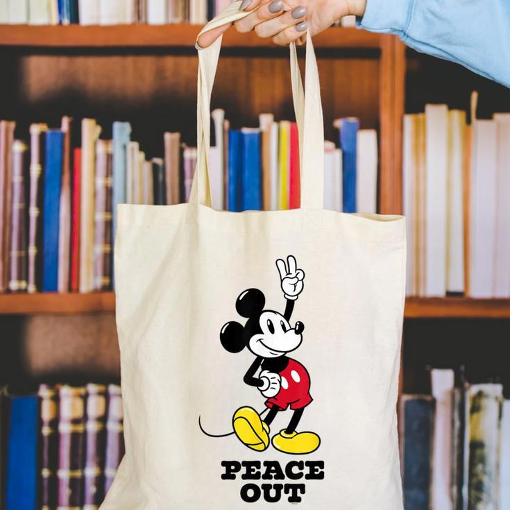Disney Mickey Mouse Peace Out Totally Retro Graduation Canvas Tote Bag