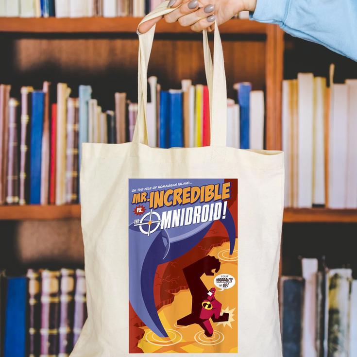 Disney Pixar The Incredibles Omnidroid Comic Book Cover Canvas Tote Bag