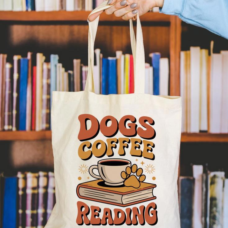 Dogs Coffee Reading Book Lover Canvas Tote Bag Dogs Coffee Reading Book Lover Canvas Tote Bag