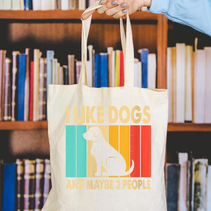 I Like Dogs And Maybe 3 People Introvert Canvas Tote Bag I Like Dogs And Maybe 3 People Introvert Canvas Tote Bag