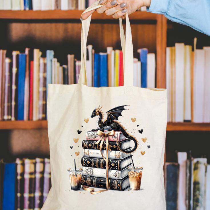 Dragon Hoard Of Books Reading Lover Cute Art Canvas Tote Bag Dragon Hoard Of Books Reading Lover Cute Art Canvas Tote Bag