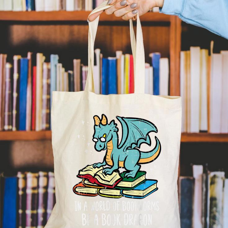 Be A Dragon Read Reading Book Librarian Men Women Kids Canvas Tote Bag
