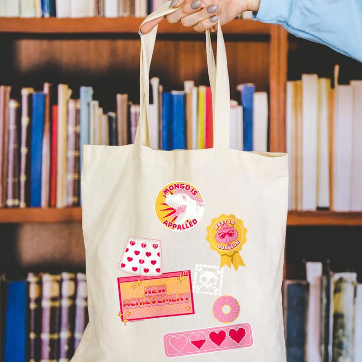 Dungeon Crawler Carl Colorful Sticker Collage LitRPG Book Canvas Tote Bag Dungeon Crawler Carl Colorful Sticker Collage LitRPG Book Canvas Tote Bag