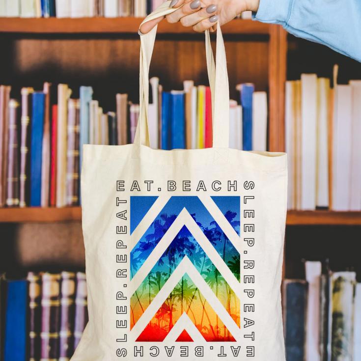 Eat Beach Sleep Repeat Summer Vacation Graduation Tees Men Women Kids Canvas Tote Bag