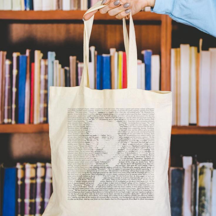 Edgar Allen Poe & Raven Reading Bookworm Reader Canvas Tote Bag Edgar Allen Poe & Raven Reading Bookworm Reader Canvas Tote Bag