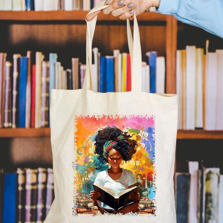 Educated Afro Girl Reading Book Lover History Month Canvas Tote Bag Educated Afro Girl Reading Book Lover History Month Canvas Tote Bag