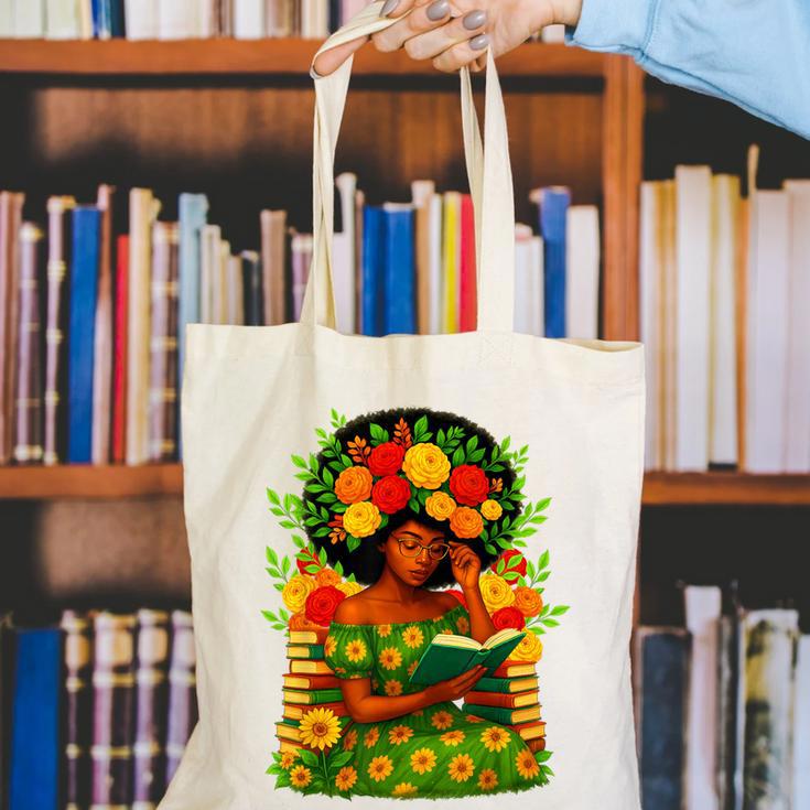 Educated Women Girls Reading Book Black History Month Canvas Tote Bag