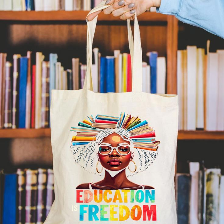 Education Is Freedom Afro Books Canvas Tote Bag