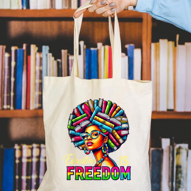 Education Freedom Teacher Books Black History Month Canvas Tote Bag