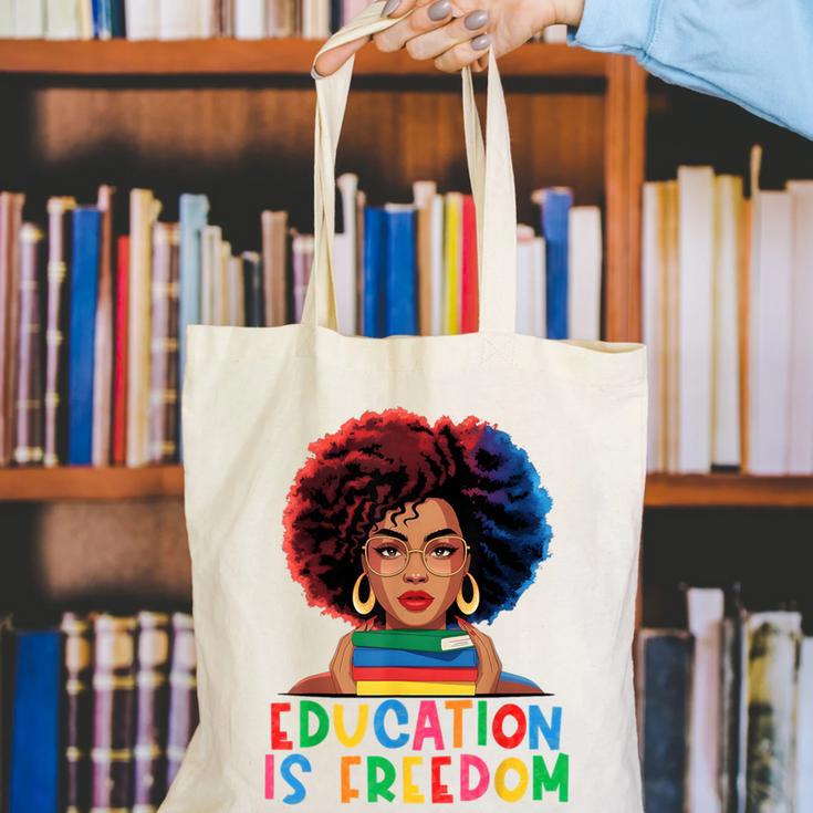 Education Is Freedom History Girl Women Book Lover Canvas Tote Bag