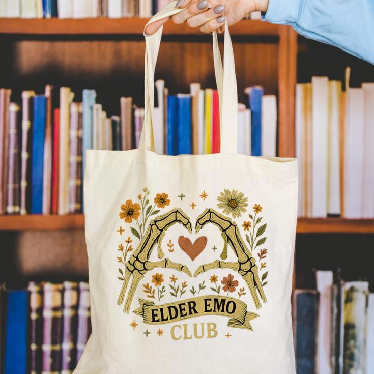 Elder Emo Club Skeleton Hands Heart Nostalgia Premium Tri-Blend Canvas Tote Bag