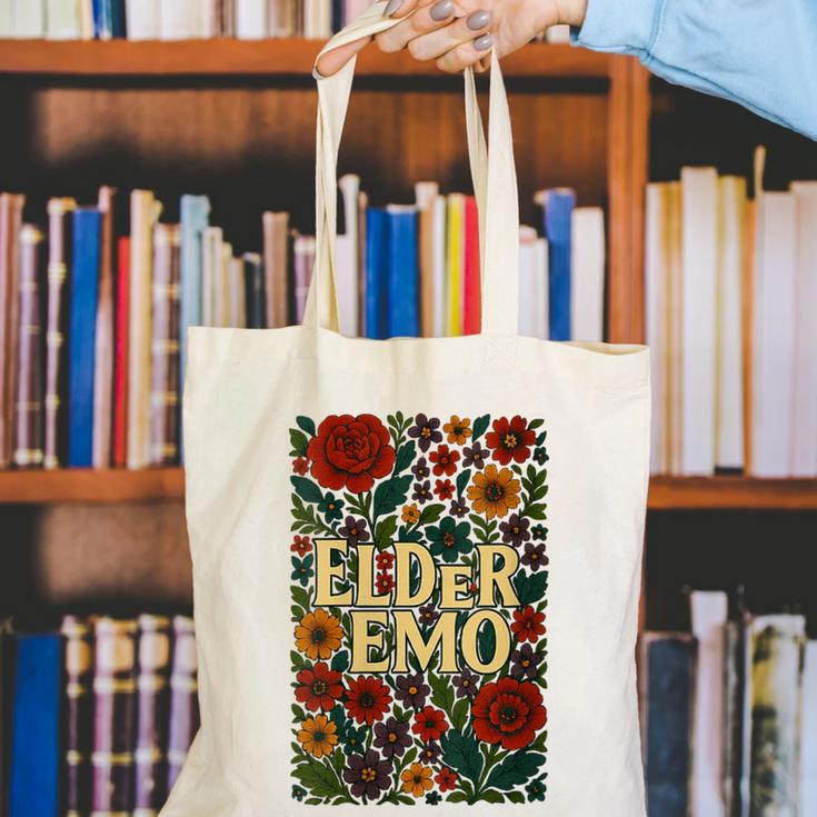 Elder Emo Floral Gothic Vintage Nostalgia Canvas Tote Bag