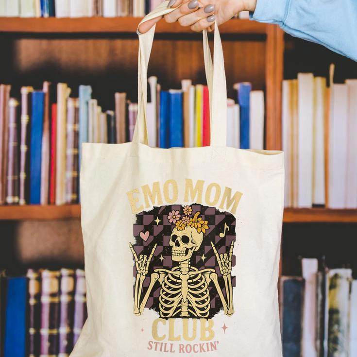 Emo Mom Club Still Rockin Skeleton Nostalgia Women Mother Canvas Tote Bag