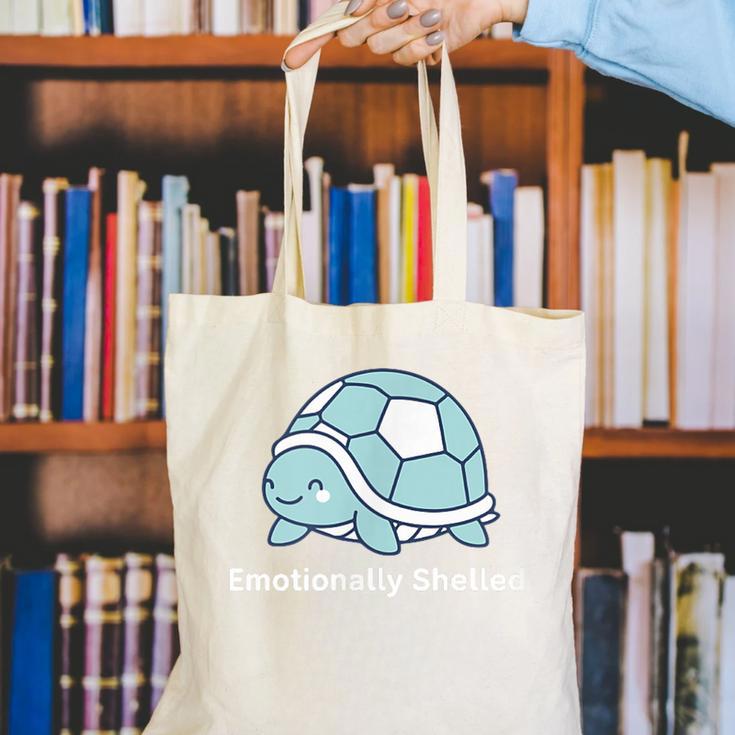 Emotionally Shelled Turtle Introvert Turtle Tee Canvas Tote Bag Emotionally Shelled Turtle Introvert Turtle Tee Canvas Tote Bag