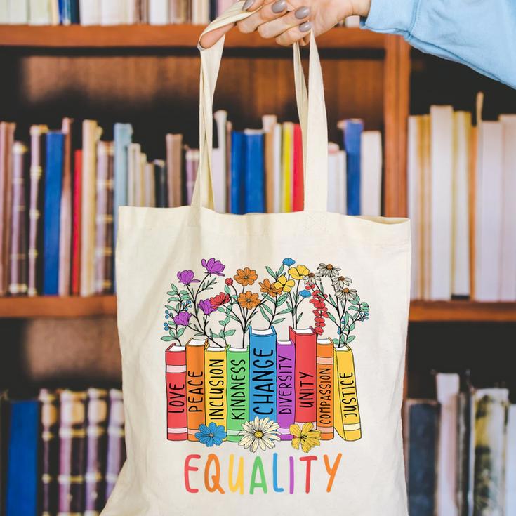 Equality Book LGBTQ Wildflowers Equal Rights Gay Kindness Canvas Tote Bag