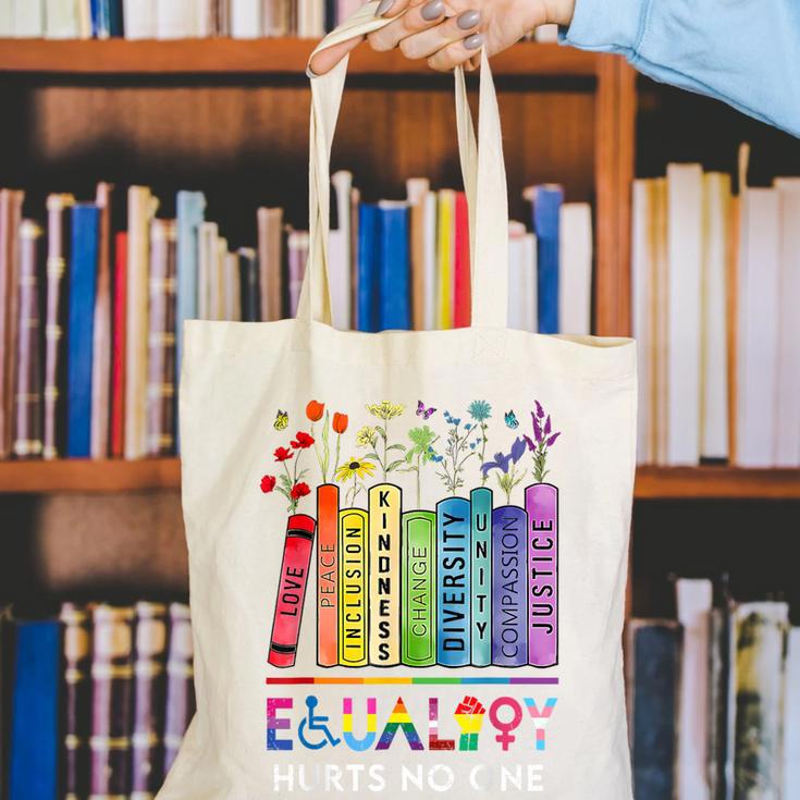 Equality Hurts No One Book Flower Rainbow Pride Month LGBTQ Canvas Tote Bag Equality Hurts No One Book Flower Rainbow Pride Month LGBTQ Canvas Tote Bag