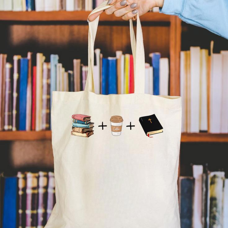 Everything a Girl Needs Books Coffee Jesus Canvas Tote Bag