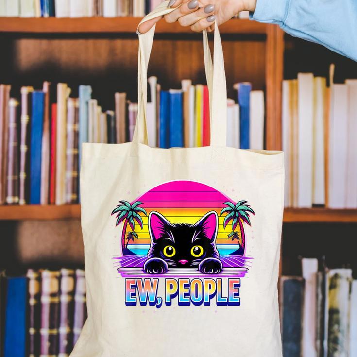 Ew Cat Misanthrope Introvert Synthwave 80s Canvas Tote Bag Ew Cat Misanthrope Introvert Synthwave 80s Canvas Tote Bag