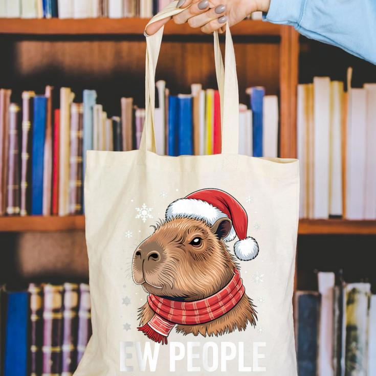Ew People Capybara Christmas Introvert Holiday Humor Canvas Tote Bag Ew People Capybara Christmas Introvert Holiday Humor Canvas Tote Bag