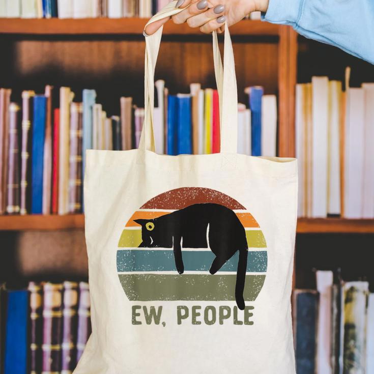 Ew People Cat Lazy Introvert Anti Social Canvas Tote Bag