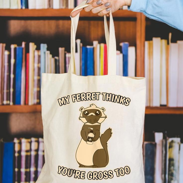 Ew People Ferret Saying Mask Introvert Ferrets Canvas Tote Bag Ew People Ferret Saying Mask Introvert Ferrets Canvas Tote Bag