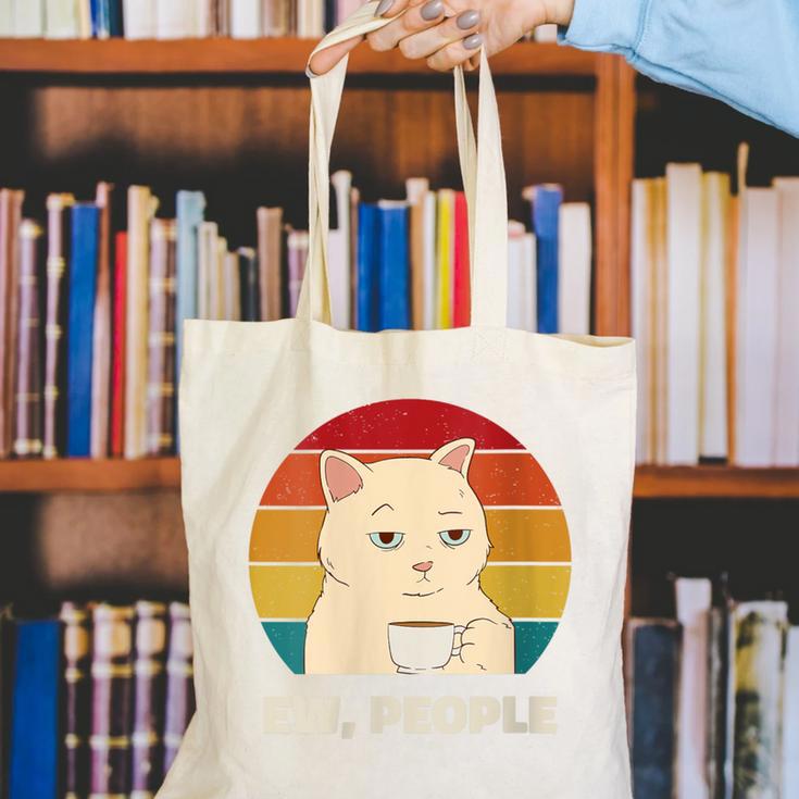 Ew People Introvert Cat Lover Crazy Colorful Cat Lady Canvas Tote Bag
