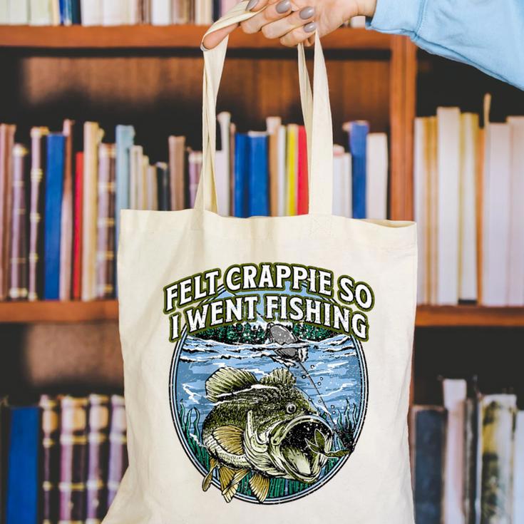 Felt Crappie So I Went Fishing Introvert Lakes Antisocial Raglan Baseball Tee Canvas Tote Bag