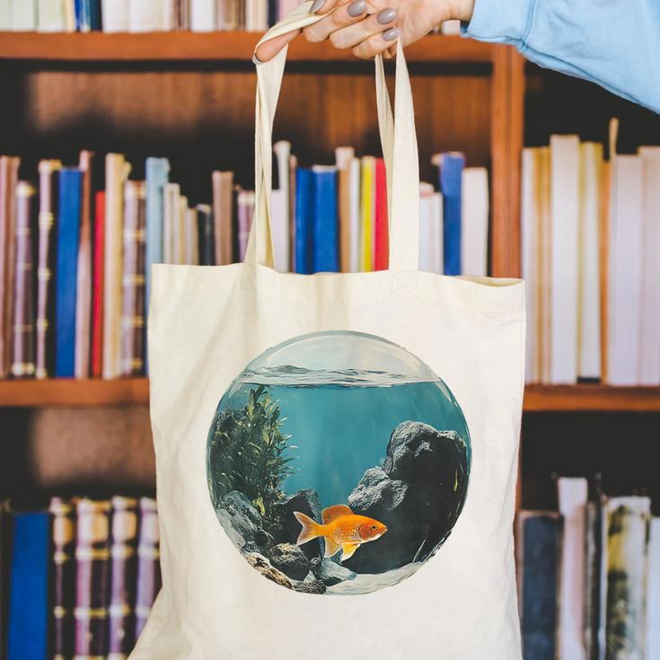 Fish Bowl Frutiger Aero Y2K Retro Vibes Canvas Tote Bag