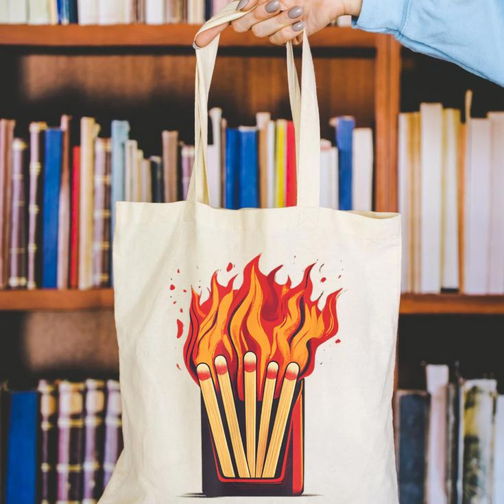 Flames And Lighter Costume For Matchbook Lovers Canvas Tote Bag Flames And Lighter Costume For Matchbook Lovers Canvas Tote Bag