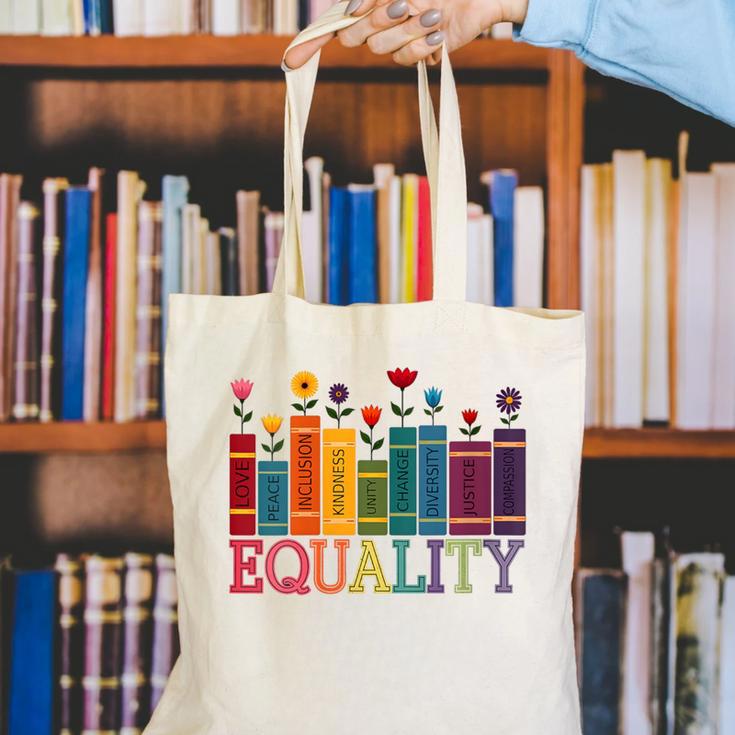 Floral Flower Book Equality Human Rights Women's Rights Canvas Tote Bag