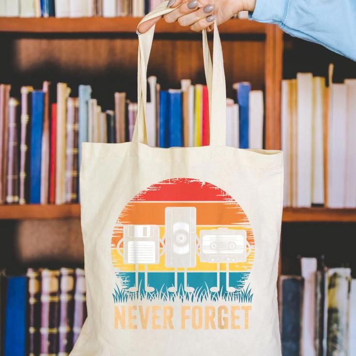 Never Forget Retro 80s 90s Floppy VHS Cassette Nostalgia Canvas Tote Bag