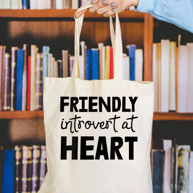 Friendly Introvert At Heart Canvas Tote Bag Friendly Introvert At Heart Canvas Tote Bag
