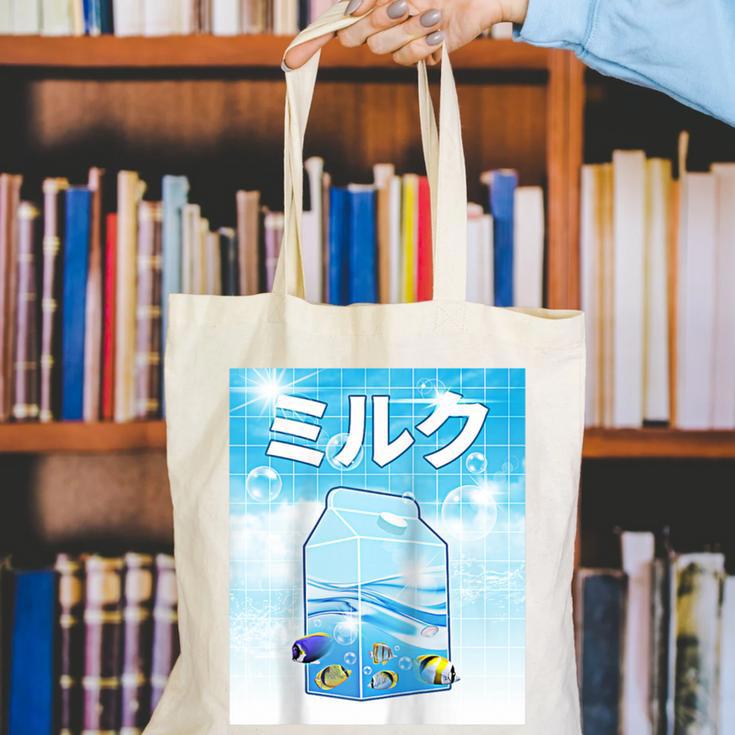 Frutiger Aero Aesthetic Tech Kawaii Milk Underwater Fishes Raglan Baseball Tee Canvas Tote Bag Frutiger Aero Aesthetic Tech Kawaii Milk Underwater Fishes Raglan Baseball Tee Canvas Tote Bag