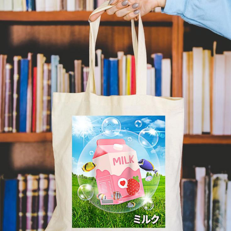 Frutiger Aero Aesthetic Tech Kawaii Strawberry Milk Fishes Raglan Baseball Tee Canvas Tote Bag Frutiger Aero Aesthetic Tech Kawaii Strawberry Milk Fishes Raglan Baseball Tee Canvas Tote Bag