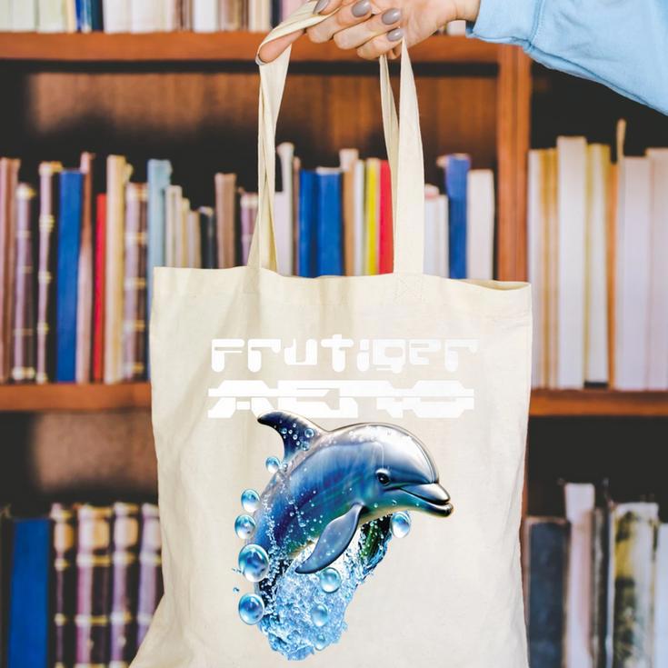 Frutiger Aero Splashy Dolphin Y2k Aesthetic Graphic Premium Canvas Tote Bag
