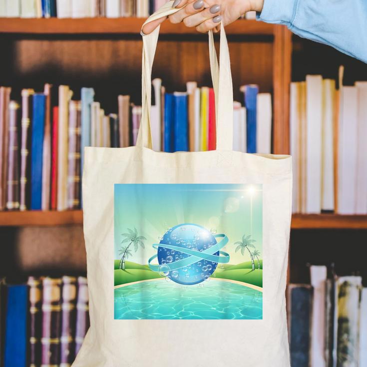Frutiger Aero Y2k Aesthetic Palm Trees Cyber Beach World Canvas Tote Bag