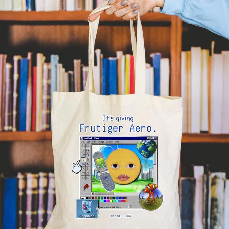 Frutiger Aero Y2K Meme Graphic 2000s Nostalgia Canvas Tote Bag
