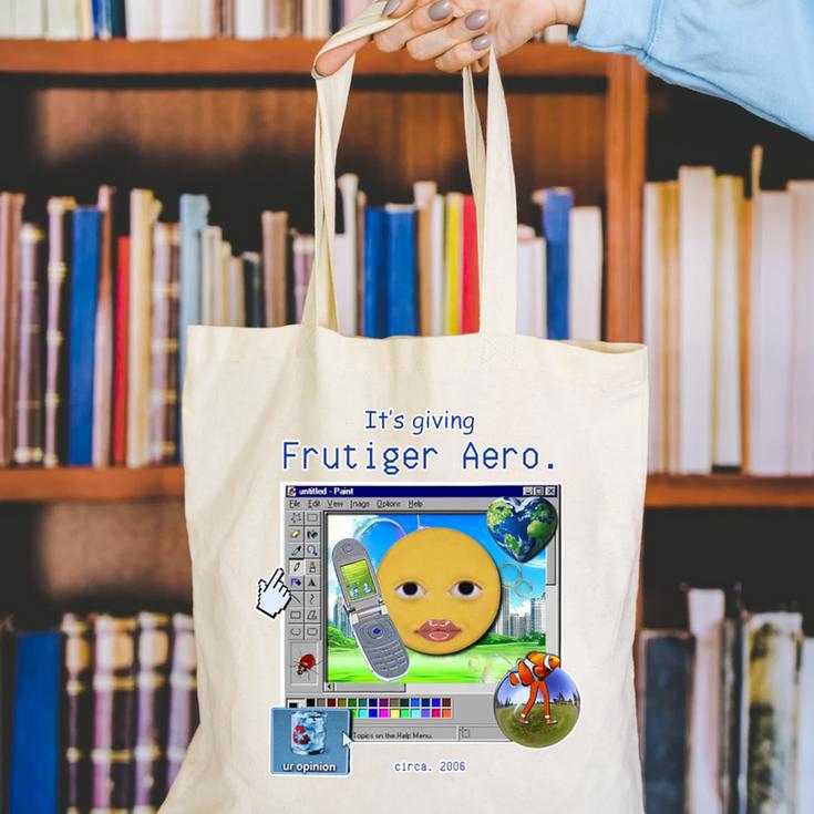 Frutiger Aero Y2K Meme Graphic 2000s Nostalgia Premium Canvas Tote Bag Frutiger Aero Y2K Meme Graphic 2000s Nostalgia Premium Canvas Tote Bag