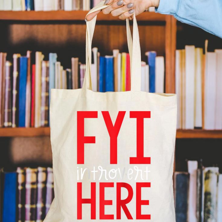 Fyi Introvert Here Raglan Baseball Tee Canvas Tote Bag Fyi Introvert Here Raglan Baseball Tee Canvas Tote Bag