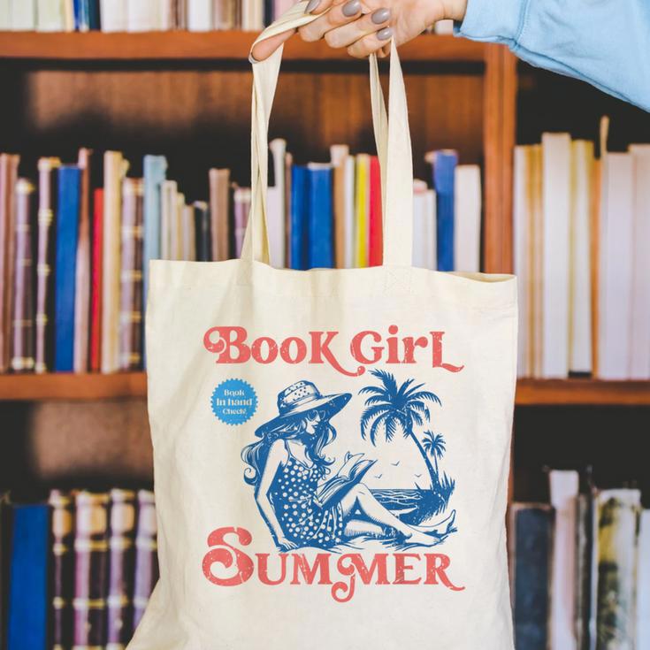 Girl Reading Book Summer Beach Vacation For Book Lover Canvas Tote Bag