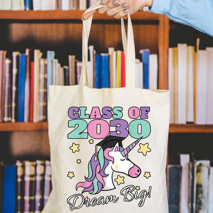 Girls Class Of 2030 Magical Unicorn Graduation Cap Canvas Tote Bag