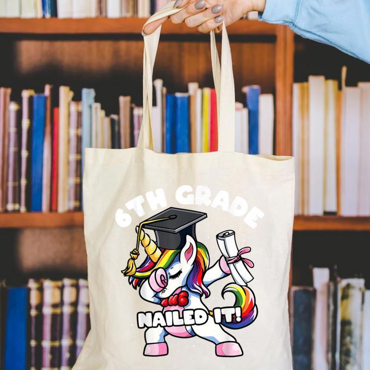 Girls Dabbing Unicorn 6th Sixth Grade Nailed It Graduation Canvas Tote Bag