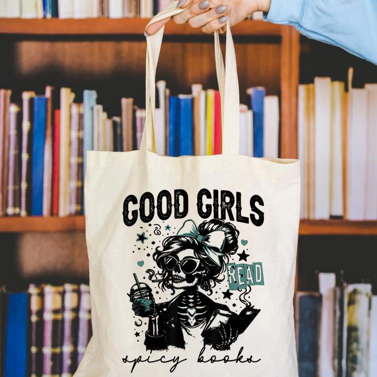 Good Girls Read Spicy Skeleton Book Club Canvas Tote Bag Good Girls Read Spicy Skeleton Book Club Canvas Tote Bag