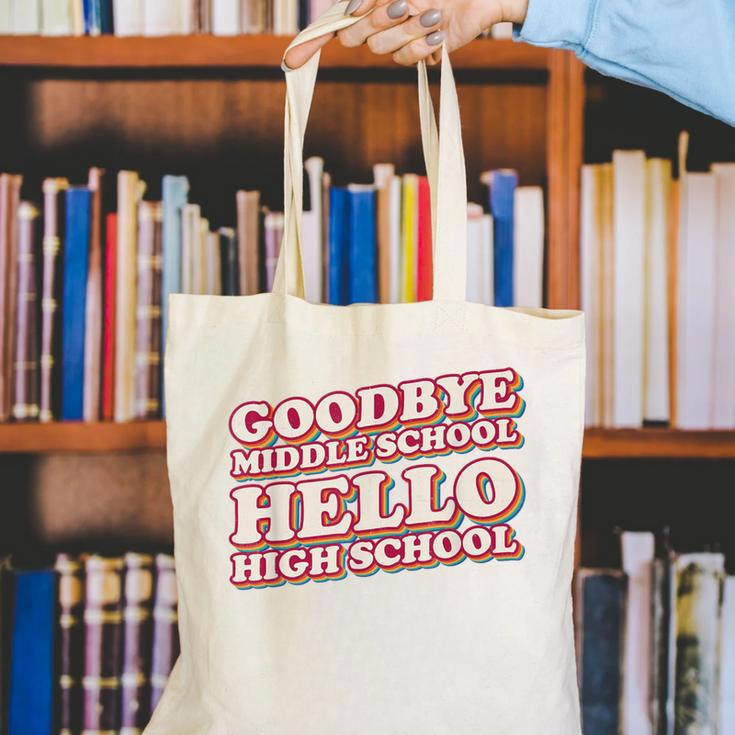 Goodbye Middle School Hello High School 8th Grade Graduation Canvas Tote Bag