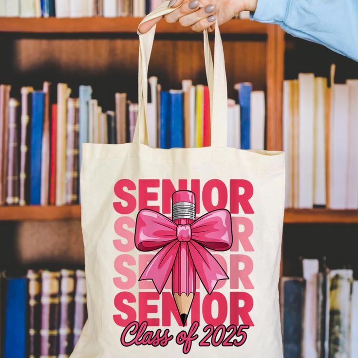 Graduate 2025 For Senior 2025 Graduation Coquette Pink Bow Canvas Tote Bag